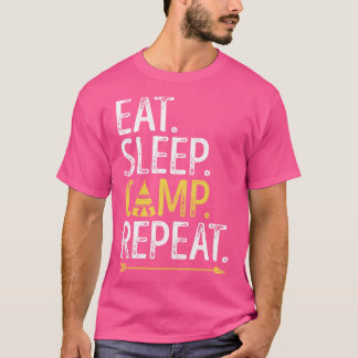Eat Sleep Camp Herhaal Funny Camping T-shirt