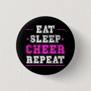 Eat Sleep Cheer Herhaal Cheerleader Button