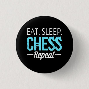 Eat Sleep Chess Repo Player Board Kinder Boy Game Ronde Button 3,2 Cm