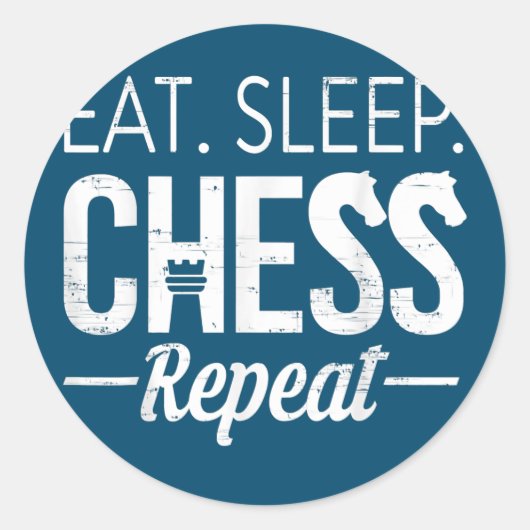 Eat Sleep Chess Repo Player Board Kinder Boy Game Ronde Sticker (Voorkant)