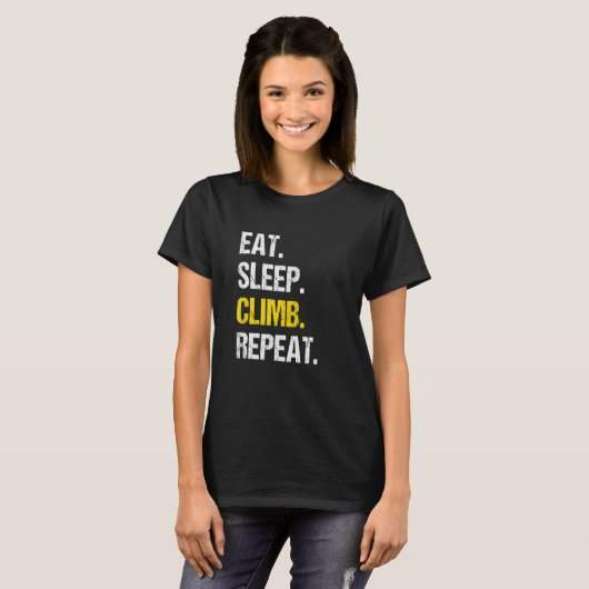 Eat Sleep Climb Repeat Rock Boulder Bouldering Roc T-shirt (Voorkant volledig)