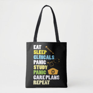 Eat Sleep Clinicals Panic Study Herhaal verpleegku Draagtas