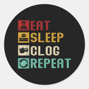 Eat Sleep Clog Herhaal Funny Clogging Dansans Girl Ronde Sticker