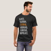 Eat Sleep Code Debug Cures Herhalen T-shirt (Voorkant volledig)