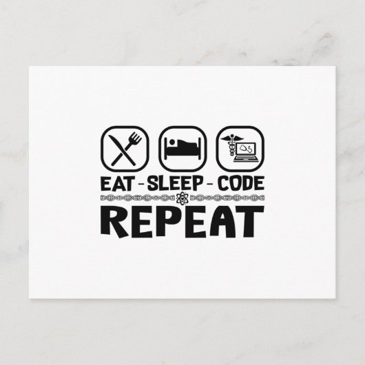 Eat Sleep Code Herhaal Cadeaucode voor medische co Briefkaart (Voorkant)