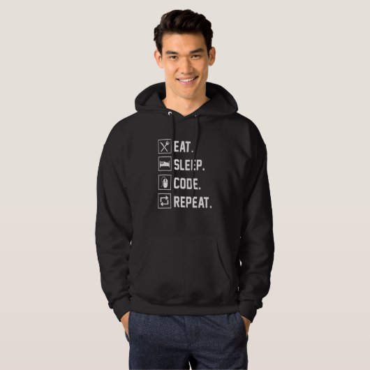 Eat Sleep Code Herhaal Coder Programmer De Softwar Hoodie (Voorkant volledig)