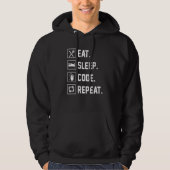 Eat Sleep Code Herhaal Coder Programmer De Softwar Hoodie (Voorkant)