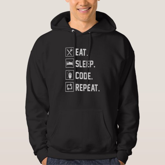 Eat Sleep Code Herhaal Coder Programmer De Softwar Hoodie (Voorkant)
