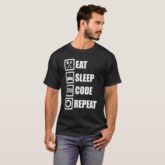 Eat Sleep Code Herhaal Coder Programmer De Softwar T-shirt (Voorkant volledig)