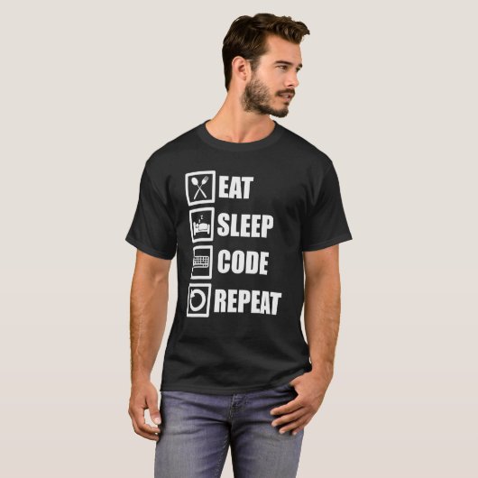 Eat Sleep Code Herhaal Coder Programmer De Softwar T-shirt (Voorkant volledig)