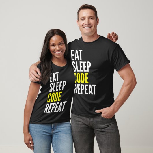 Eat Sleep Code Herhaal Funny T Shirt (Unisex)