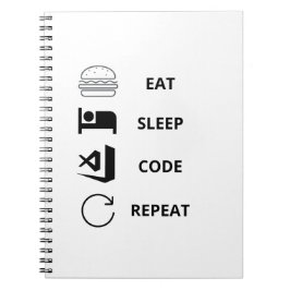Eat Sleep Code Herhaal Funy Programmers Notitieboek