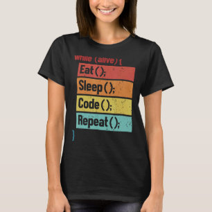Eat Sleep Code Herhaal Software Ontwikkelaar IT Te T-shirt