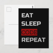 Eat Sleep CODE Herhalen Briefkaart (Voorkant / Achterkant)