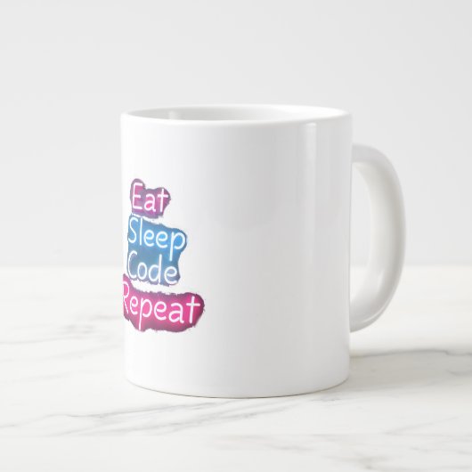 Eat Sleep Code herhalen Extra Grote Beker (Voorkant rechts)