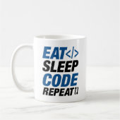 Eat Sleep Code herhalen Koffiemok (Links)
