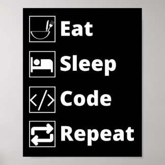 Eat Sleep Code Herhalen Poster