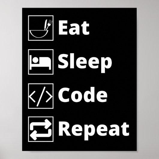Eat Sleep Code Herhalen Poster (Voorkant)