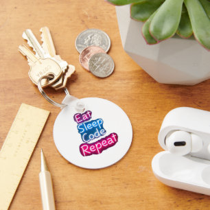Eat Sleep Code herhalen Sleutelhanger