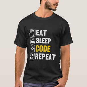 Eat Sleep Code herhalen T-shirt