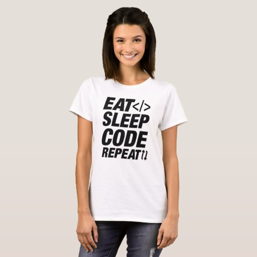 Eat Sleep Code herhalen T-shirt (Voorkant volledig)