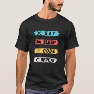 Eat Sleep Code herhalen T-shirt
