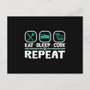 Eat Sleep Code Herhaling ICD-code medische coderin Briefkaart