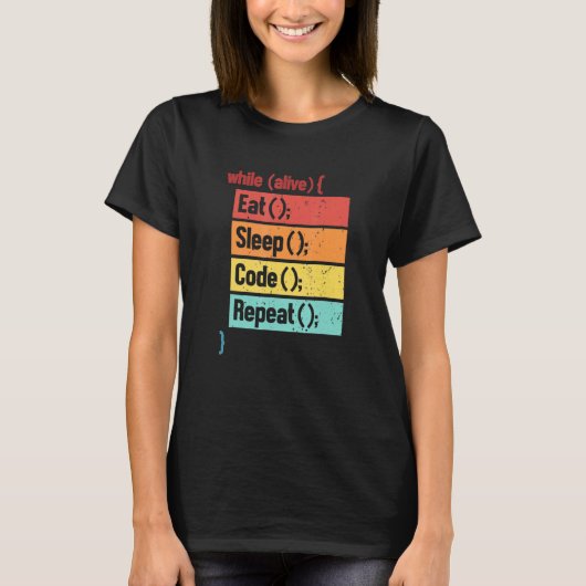 Eat Sleep Code Herhaling software engineer ontwikk T-shirt (Voorkant)