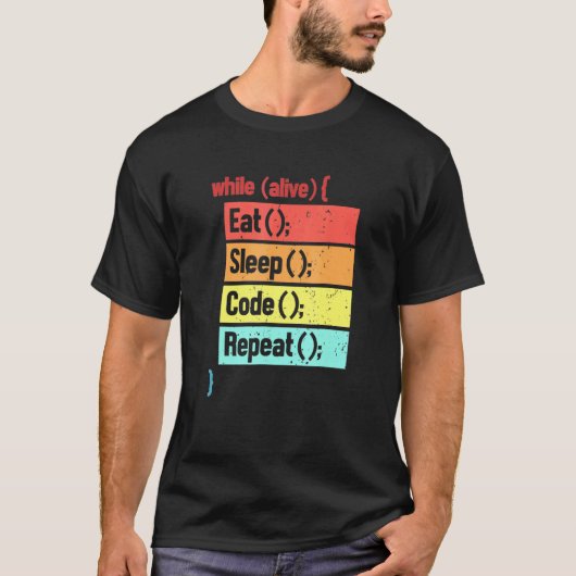 Eat Sleep Code Herhaling software engineer ontwikk T-shirt (Voorkant)