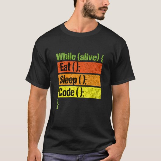 Eat Sleep Code Herhalingscodenummer T-shirt (Voorkant)