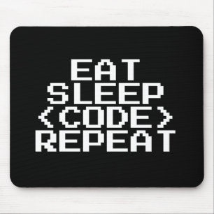 EAT SLEEP CODE REPEAT mousepad gift voor programme Muismat