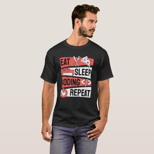 Eat Sleep Coding Herhalen Programmer Programmer T-shirt (Voorkant volledig)