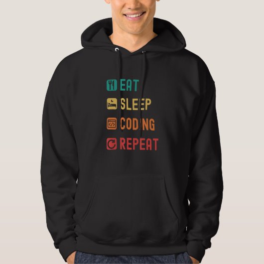Eat sleep coding repeat with tick check boxes hoodie (Voorkant)