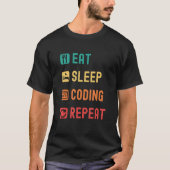 Eat sleep coding repeat with tick check boxes t-shirt (Voorkant)