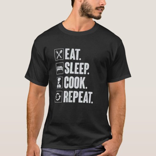 Eat Sleep Cook Repeat Retro Cook Cooking Chef T-shirt (Voorkant)