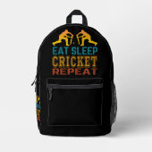 Eat Sleep Cricket Herhalen Bedrukte Rugzak (Voorkant)