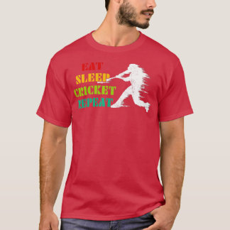  Eat Sleep Cricket Herhalen cricketcricket T-shirt