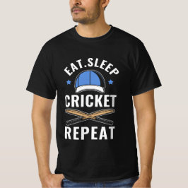 Eat Sleep Cricket Herhalen T-shirt