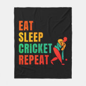 EAT SLEEP CRICKET REPEAT - CRICKET LOVER FLEECE DEKEN (Voorkant)