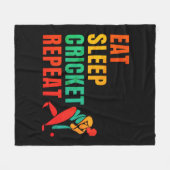 EAT SLEEP CRICKET REPEAT - CRICKET LOVER FLEECE DEKEN (Voorkant (Horizontaal))