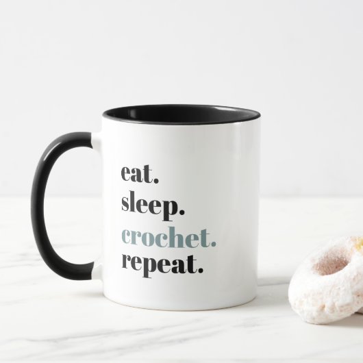 Eat Sleep Crochet Herhalen Mok (Met donut)