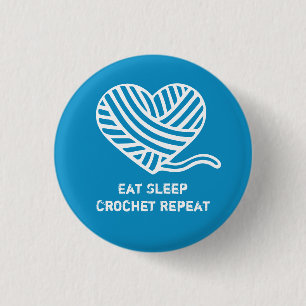 Eat Sleep Crochet Herhalen Ronde Button 3,2 Cm