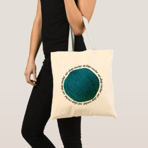 Eat Sleep Crochet Yarn Ball Blauwgroen Crafts Tote Bag