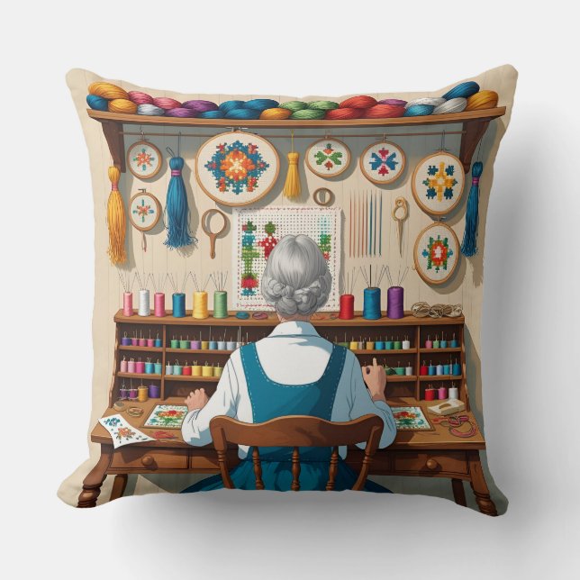 Eat.Sleep.Cross Stitch.Repeat- Gift for Stitchers  Kussen (Voorkant)