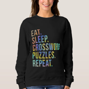 Eat Sleep Crossword Puzzles Herhaal Funny Tie Dye Trui