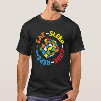 Eat Sleep Cube Herhaal Funny Cubes Puzzle Speed T-shirt