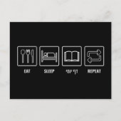 Eat Sleep Daf Yomi Herhalen - Joodse Humor Talmud Briefkaart (Voorkant)