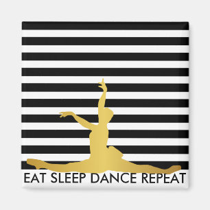 Eat Sleep Dance Herhaal Zwarte Stripes Ballerine Magneet