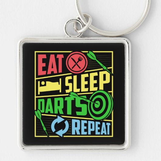Eat Sleep Darts Herhaal Premium Sleutelhanger (Voorkant)