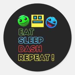 Eat Sleep Dash Herhaal videogame Geometrie Video G Ronde Sticker
